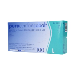 PURA COMFORT Disposable nitrile gloves cobalt, 100pcs. L