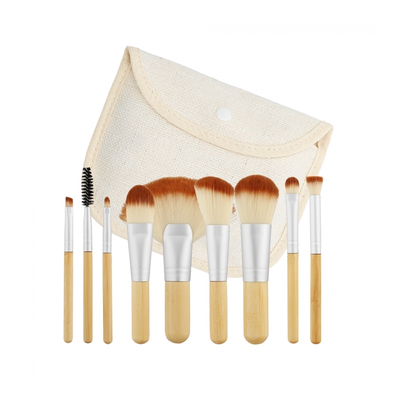 TOOLS FOR BEAUTY Set of 10 travel size bamboo makeup brushes
