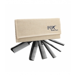 FOX PROFESSIONAL BARBER EXPERT Set of 6 hair combs in a linen case