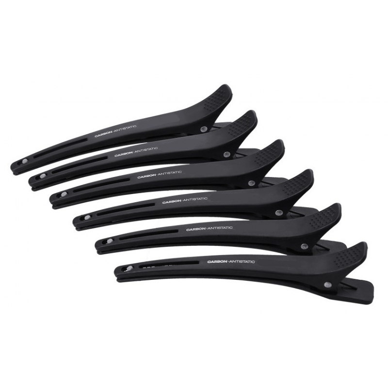 Carbon Hairdressing Clips with Elastic Band 6 pcs.